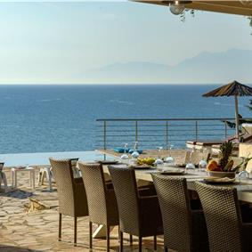 7 bedroom seafront luxury villa with pool & jacuzzi, near Acharavi, sleeps 14-15